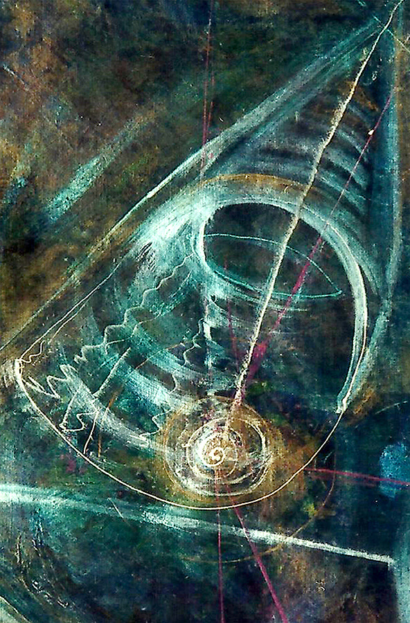 5D nr 251 Matter Energy detail reversed acrylic on 2 sides painted unframed canvas 232 x 168 cm 2000